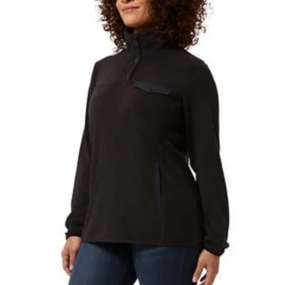 32 DEGREES Heat Pullover Midweight Snap Arctic Fleece Black Women's - Picture 2 of 14